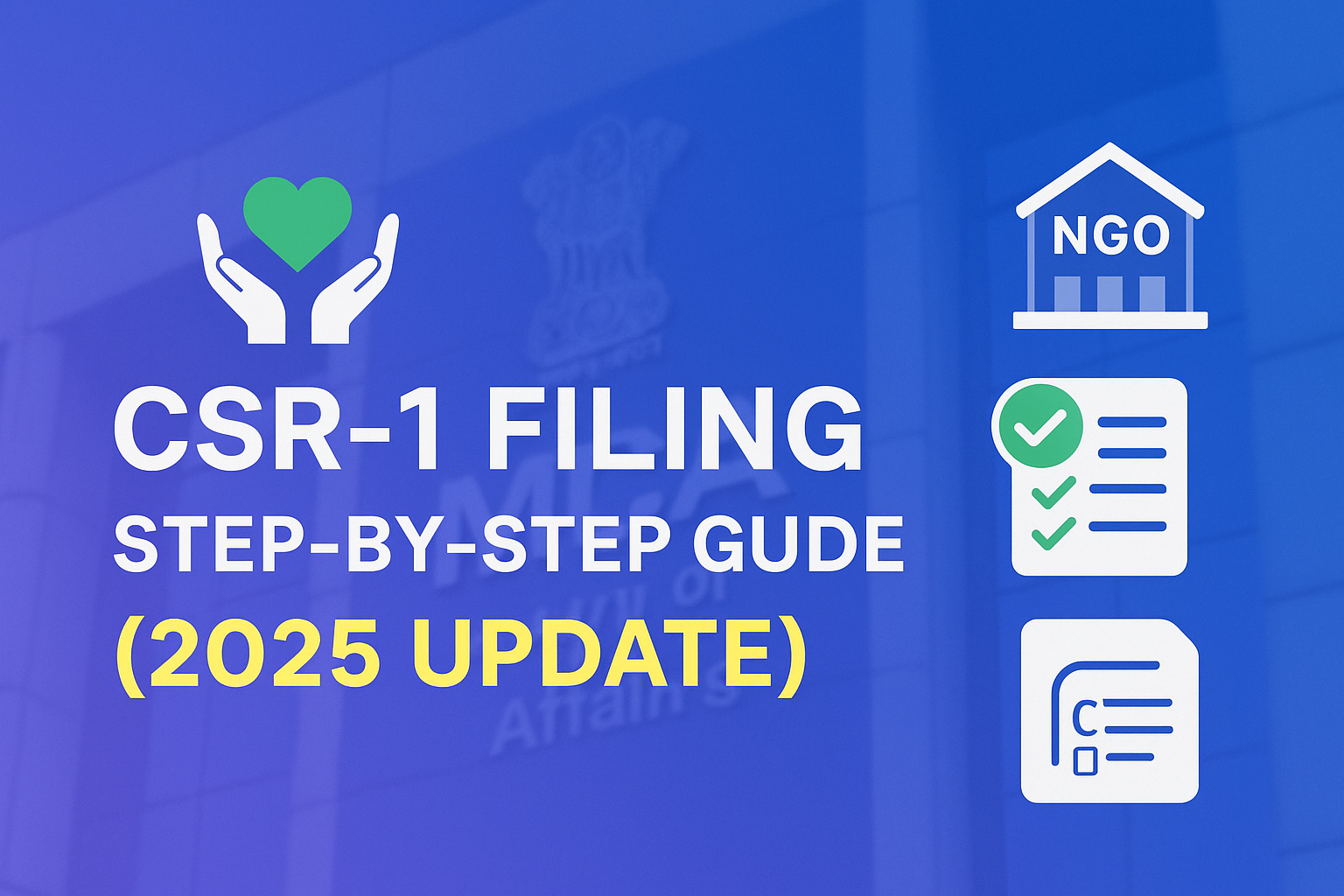 Thumbnail showing CSR-1 filing guide with CSR icons, MCA backdrop, and 2025 update label